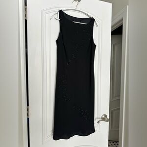 Ann Taylor Black Embellished Midi Dress